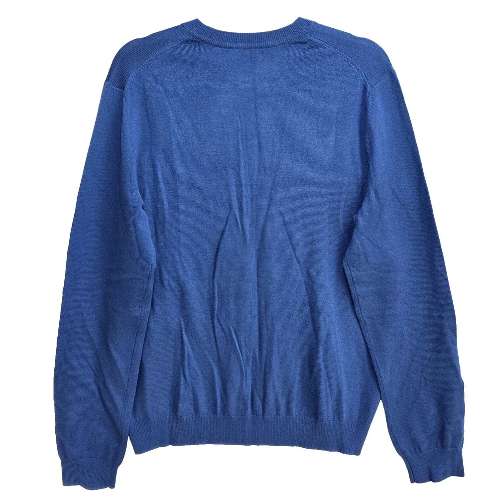 Banana Republic Extra Fine Merino Wool Sweater Mens M Blue‎ Vneck Knit Jumper